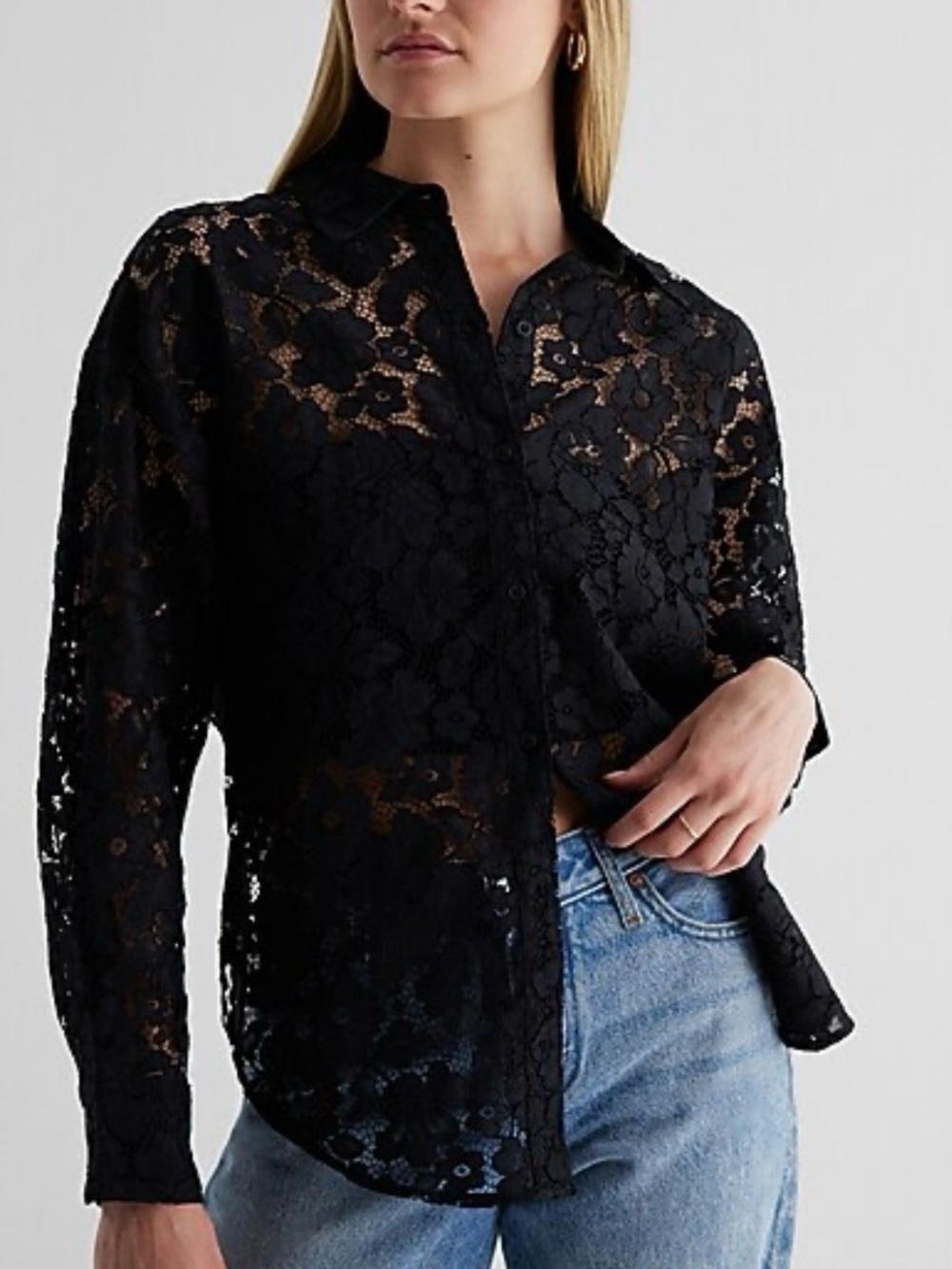 Express Lace Boyfriend Portofino Blouse